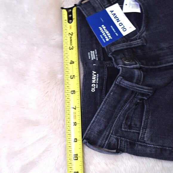 Old Navy Girls Jeggings  Size 7 Black Highrise Rockstar Jeans Distressed Denim - Picture 4 of 7
